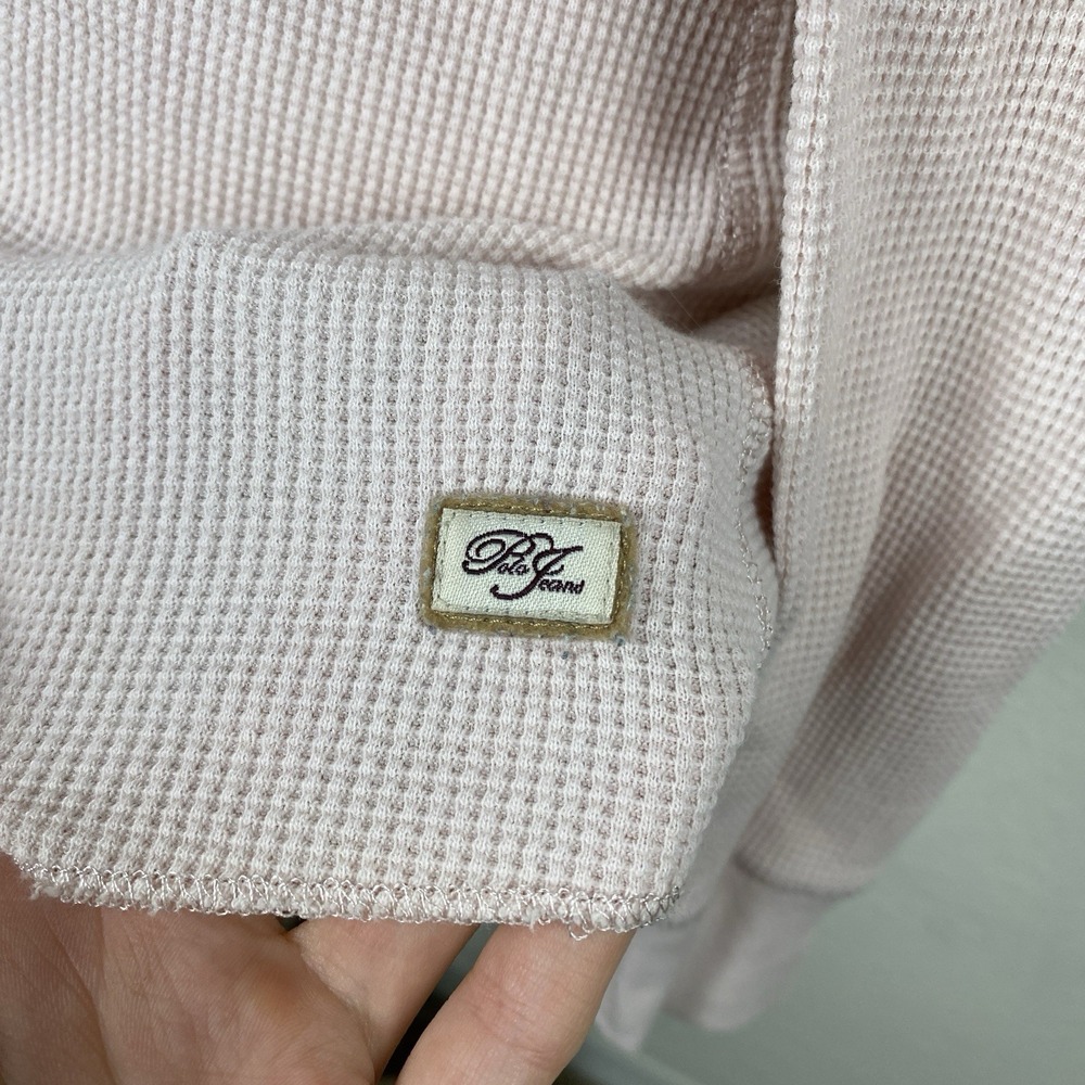 Y2K Polo Ralph Lauren Hoodie Womens M Pink Top Waffle Henley Twilight Grunge 90s - Picture 3 of 8
